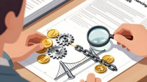 Профессионал собирает финансовый пазл из монет и шестеренок, изучая гайд по комиссиям рефинансирования Сетелем 2026